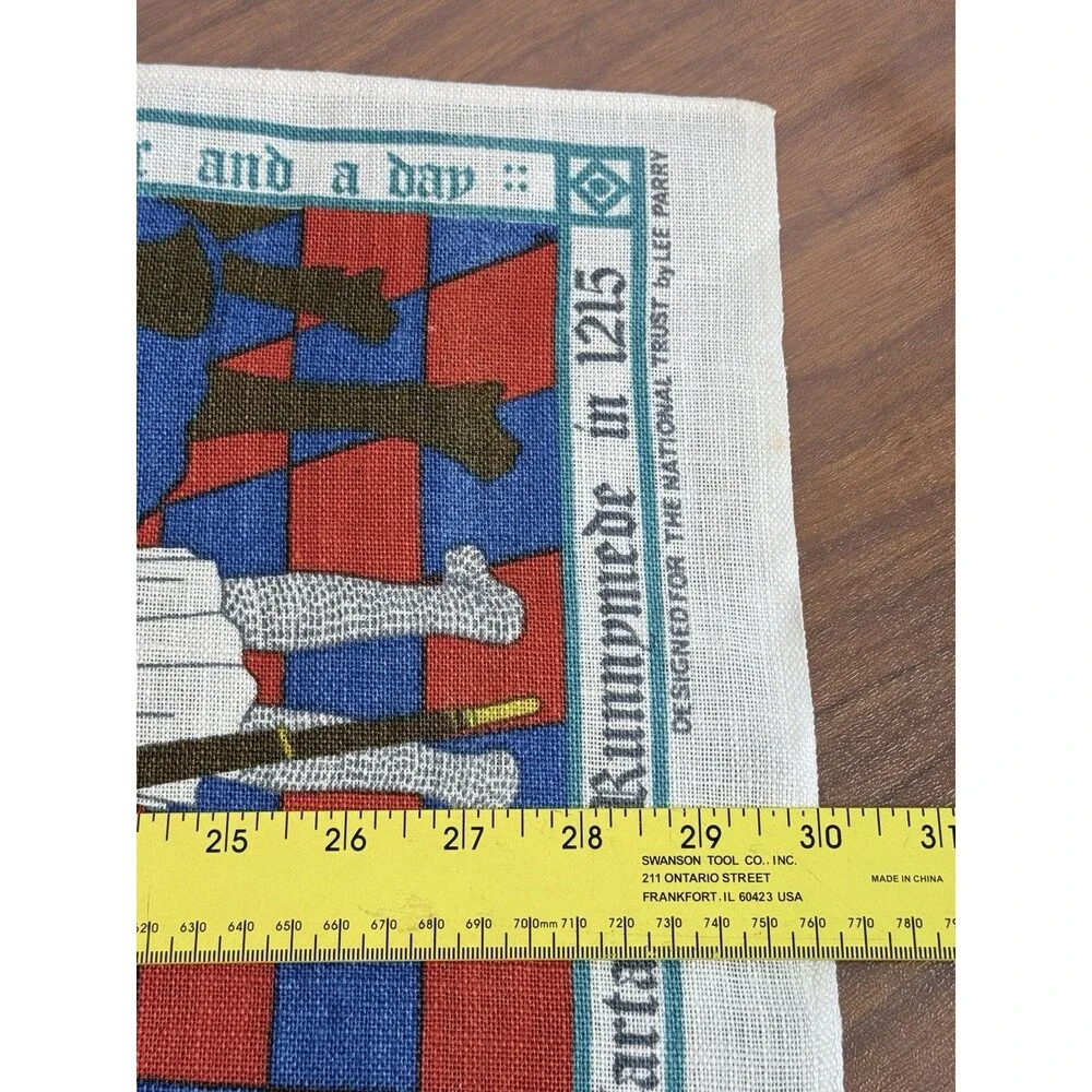 Vintage National Trust Magna Carta Irish Linen Tea Towel Multicolor